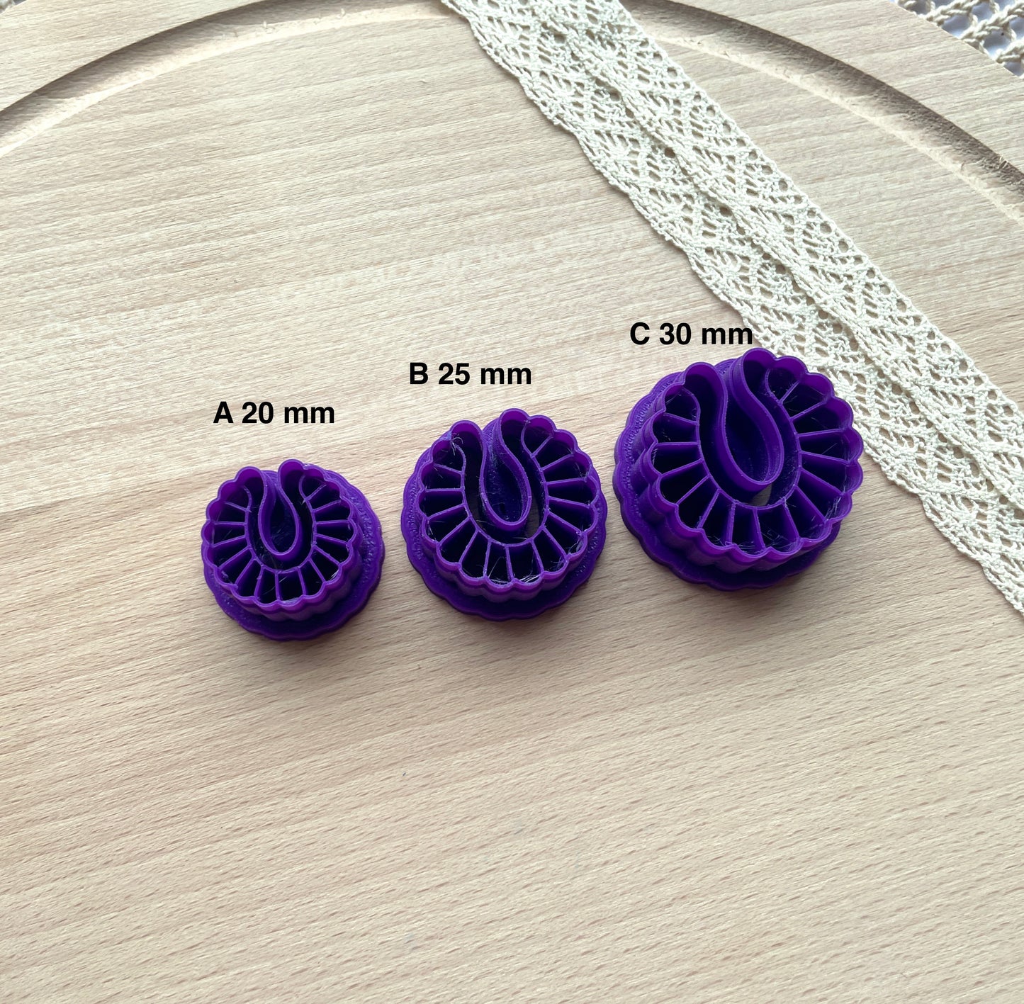 Scallop clay cutter, Polymer clay earring cutter