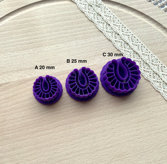 Scallop clay cutter, Polymer clay earring cutter