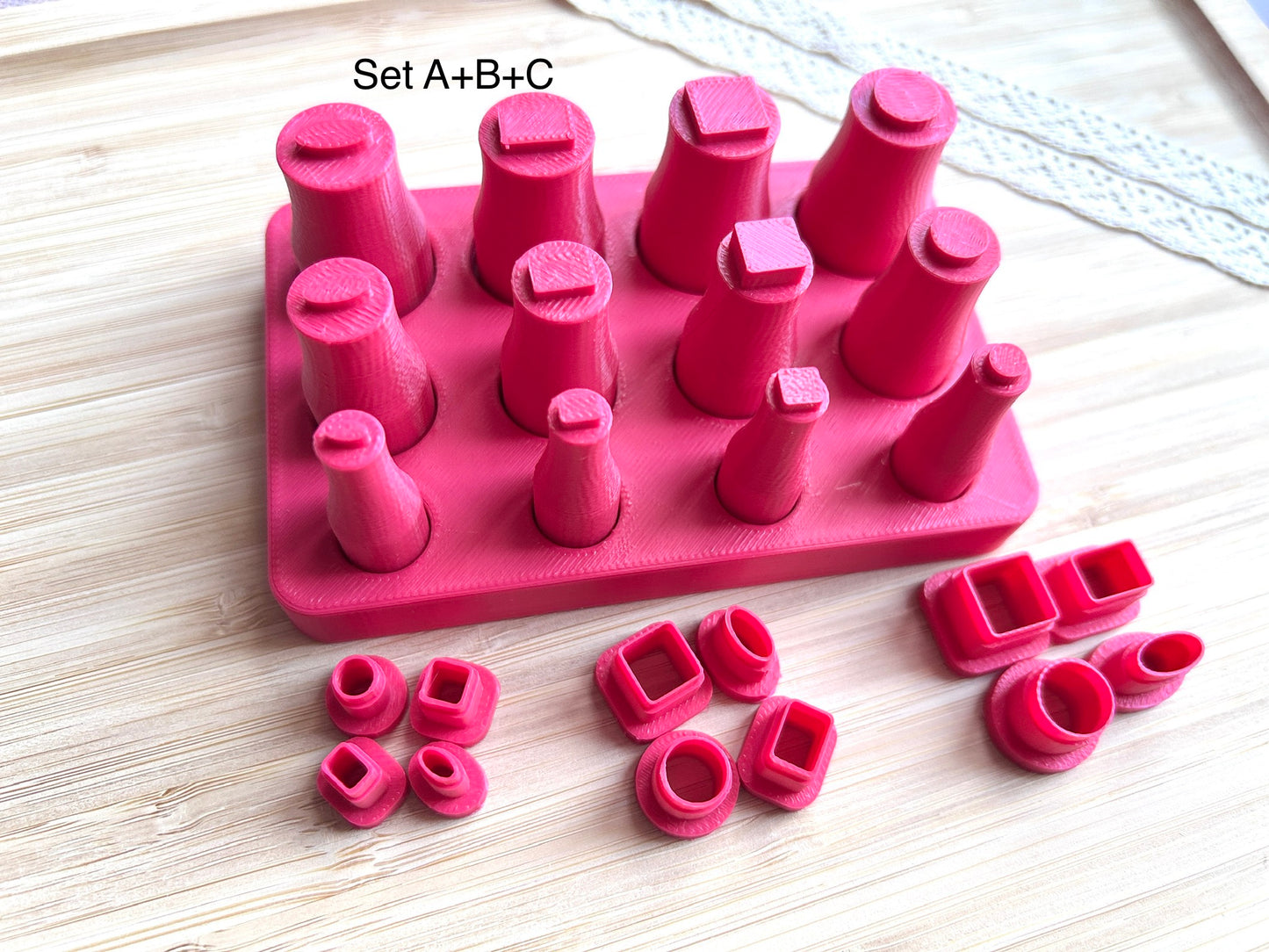 Bezel stamps and bezel clay cutter, Faux stone clay  stamp and cutter set with the case