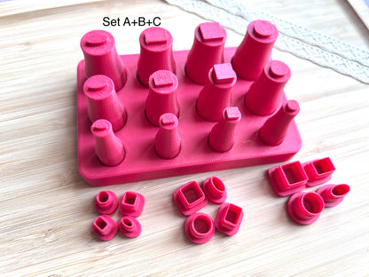 Bezel stamps and bezel clay cutter, Faux stone clay  stamp and cutter set with the case