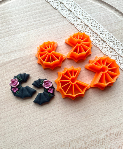 Spiderweb hoop earring cutter, Polymer clay cutter set, Halloween clay cutter