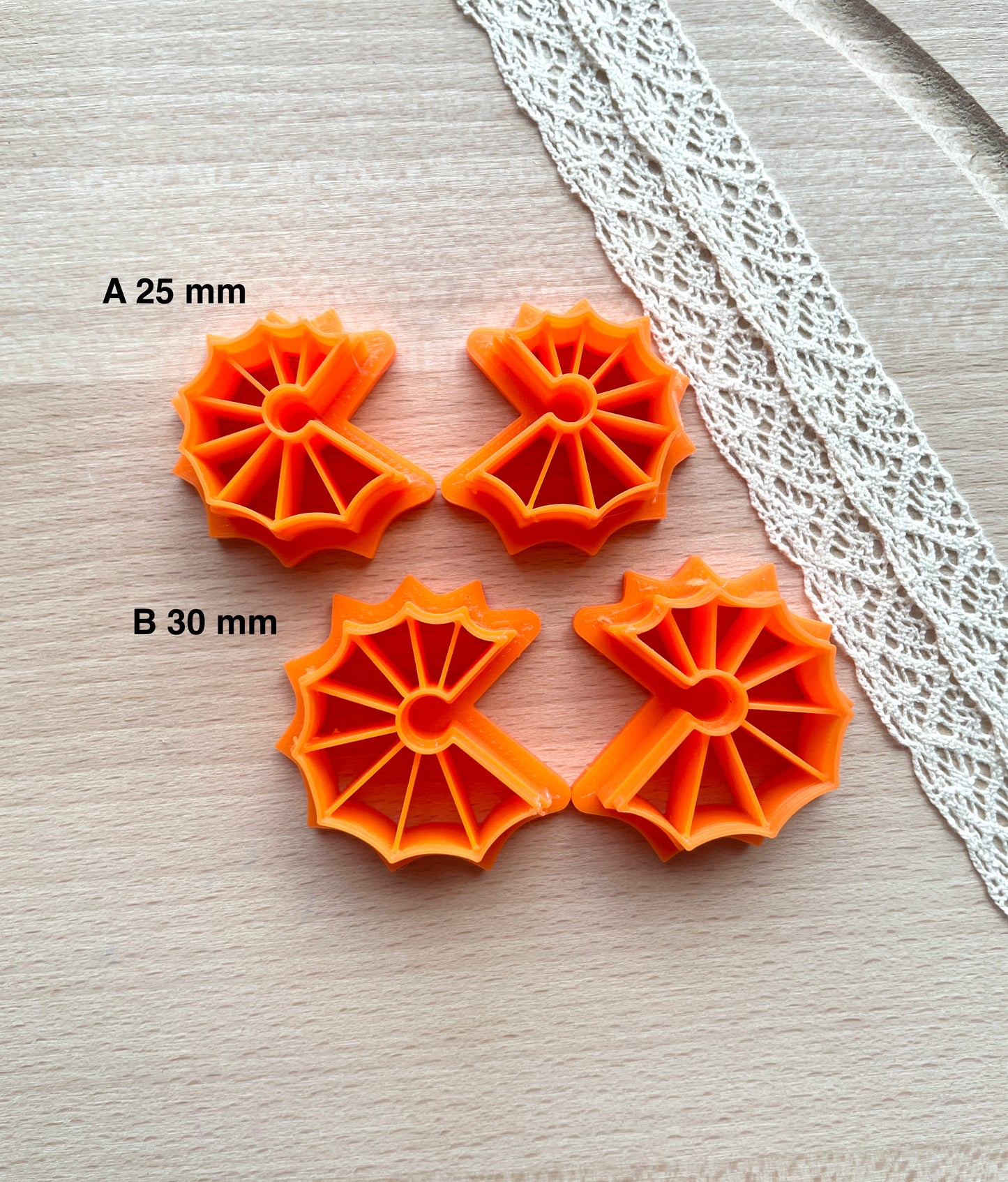 Spiderweb hoop earring cutter, Polymer clay cutter set, Halloween clay cutter