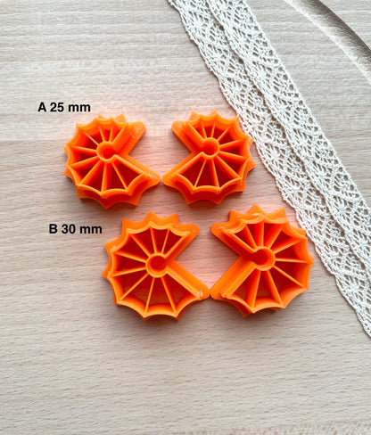 Spiderweb hoop earring cutter, Polymer clay cutter set, Halloween clay cutter