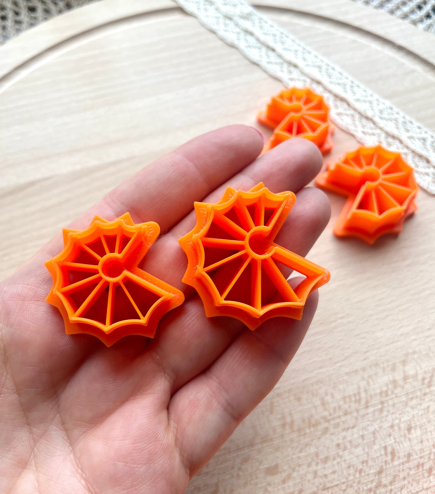 Spiderweb hoop earring cutter, Polymer clay cutter set, Halloween clay cutter