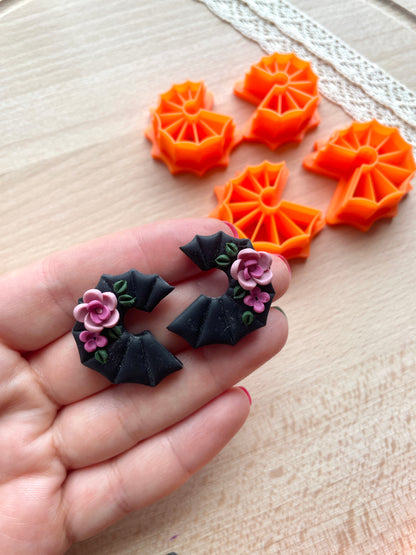 Spiderweb hoop earring cutter, Polymer clay cutter set, Halloween clay cutter