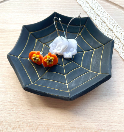 Spiderweb trinket dish clay cutter, Halloween clay cutter