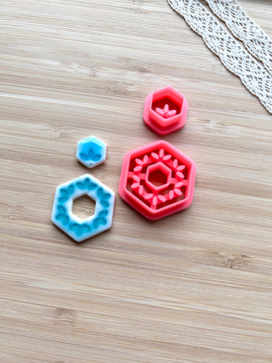 Ceramic Azulejo style earring clay cutter, Faux ceramic polymer clay cutter set