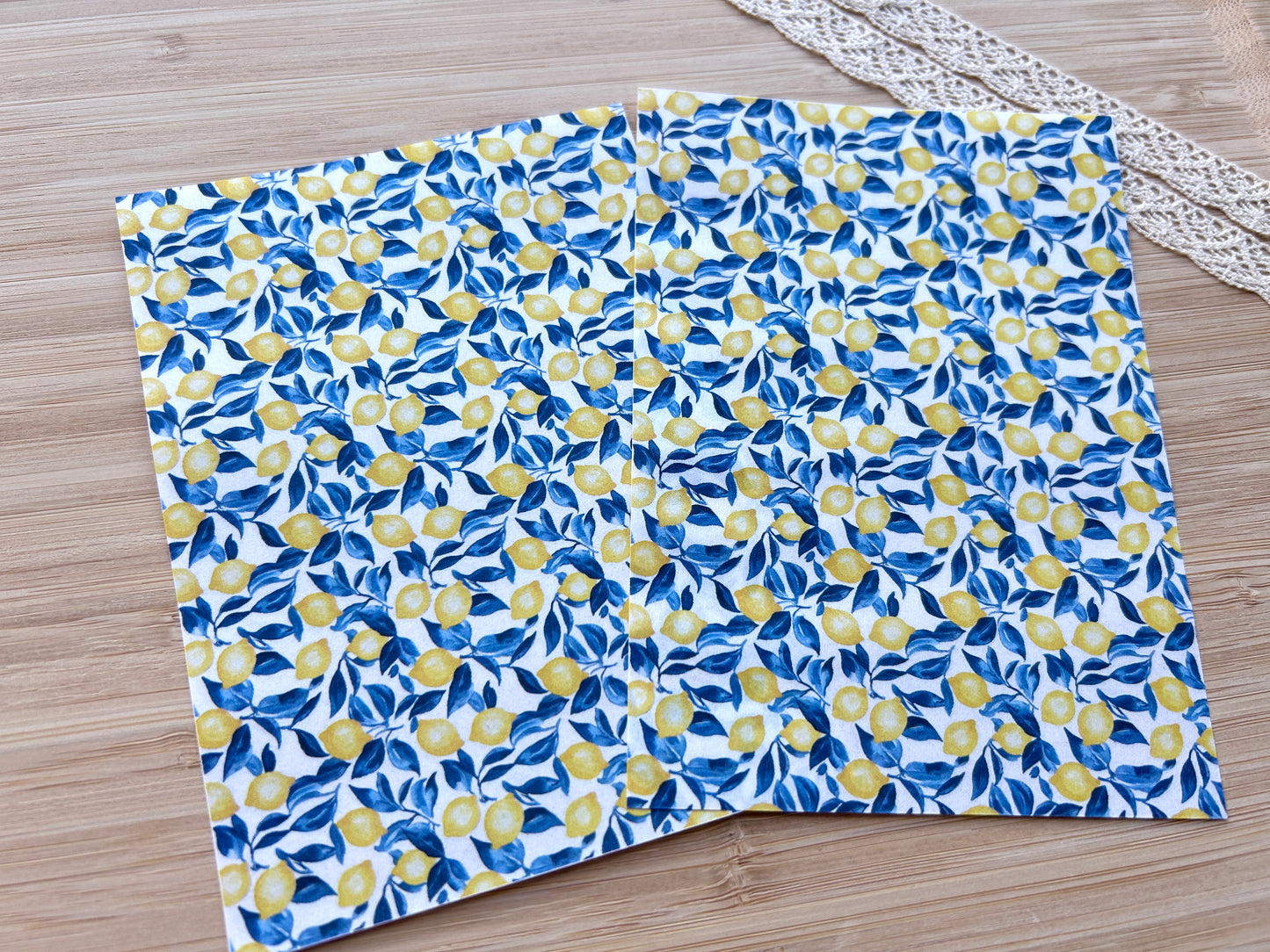 Water soluble transfer paper for polymer clay, Lemon pattern transfer paper