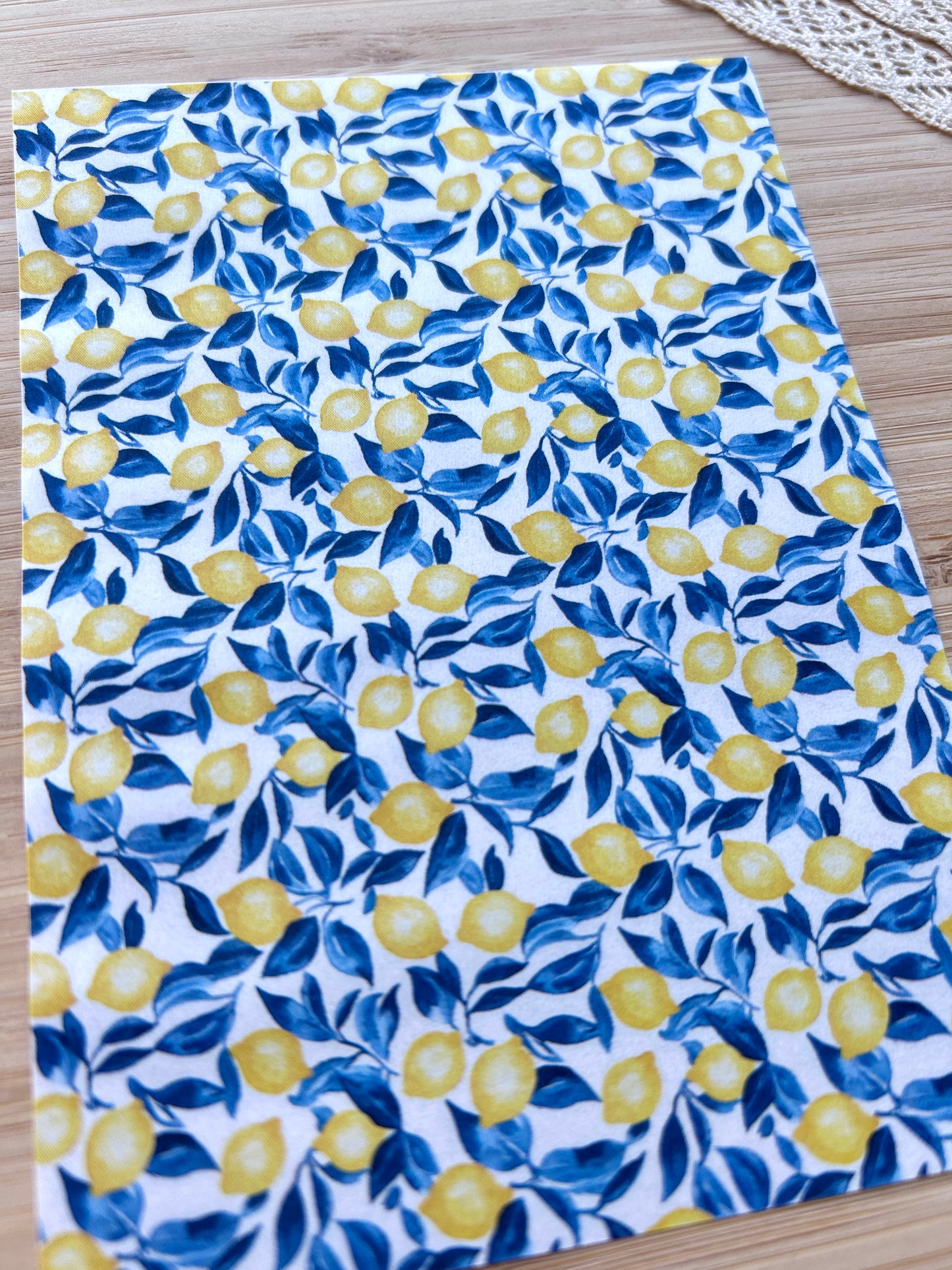 Water soluble transfer paper for polymer clay, Lemon pattern transfer paper