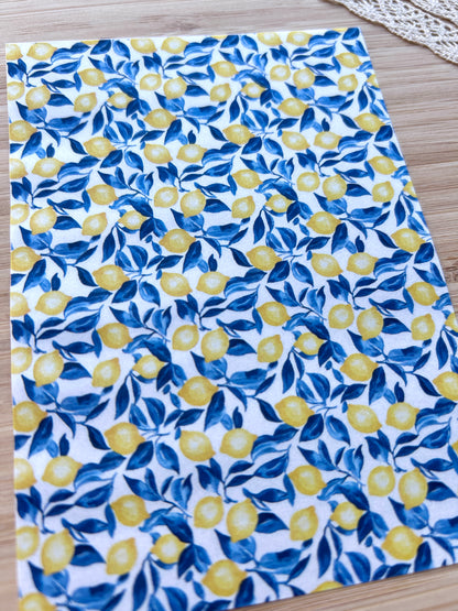 Water soluble transfer paper for polymer clay, Lemon pattern transfer paper