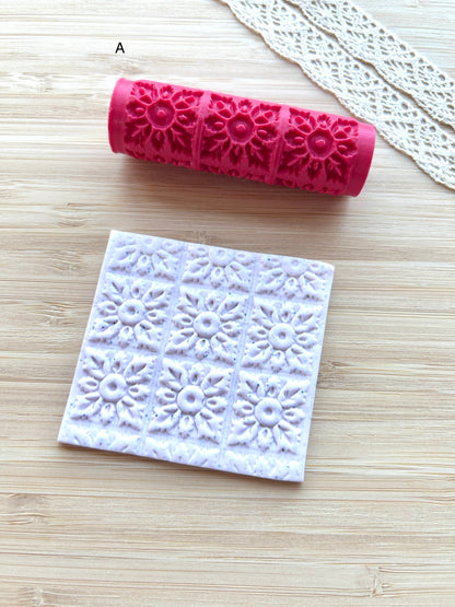 Portuguese tile mini texture roller, Mini pattern roller for polymer clay