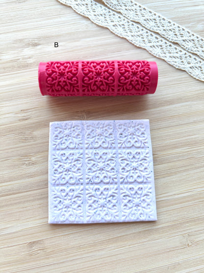 Portuguese tile mini texture roller, Mini pattern roller for polymer clay