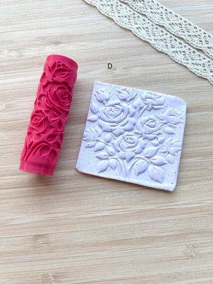 Roses mini texture roller, Mini pattern roller for polymer clay