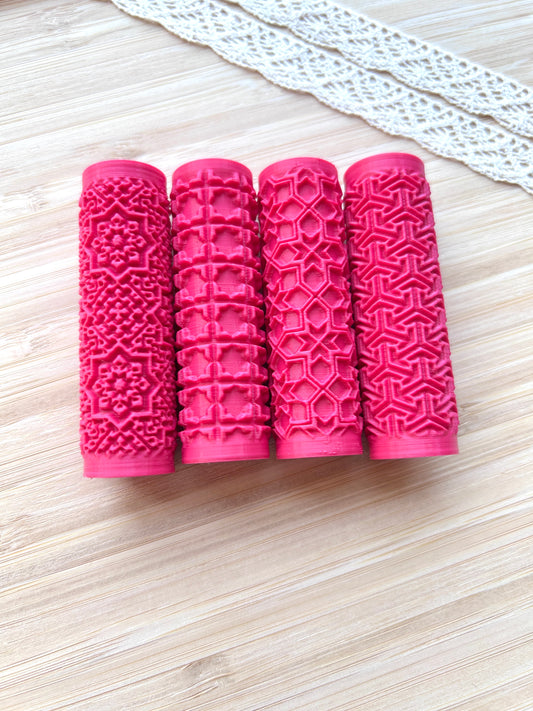 Arabic tile mini texture roller, Mini pattern roller for polymer clay