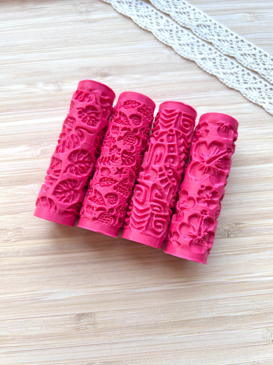 Hawaiian mini texture roller, Mini pattern roller for polymer clay