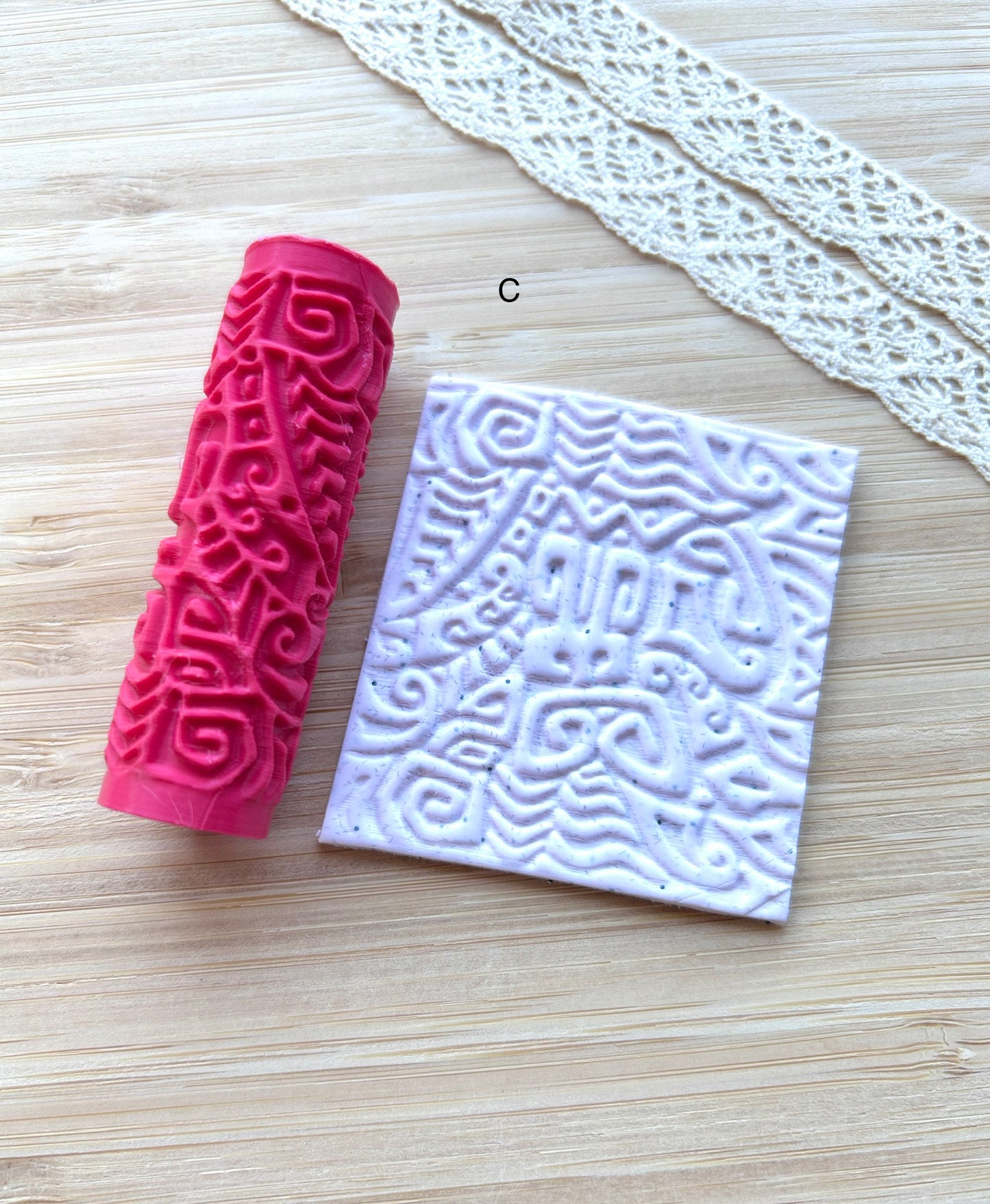 Hawaiian mini texture roller, Mini pattern roller for polymer clay