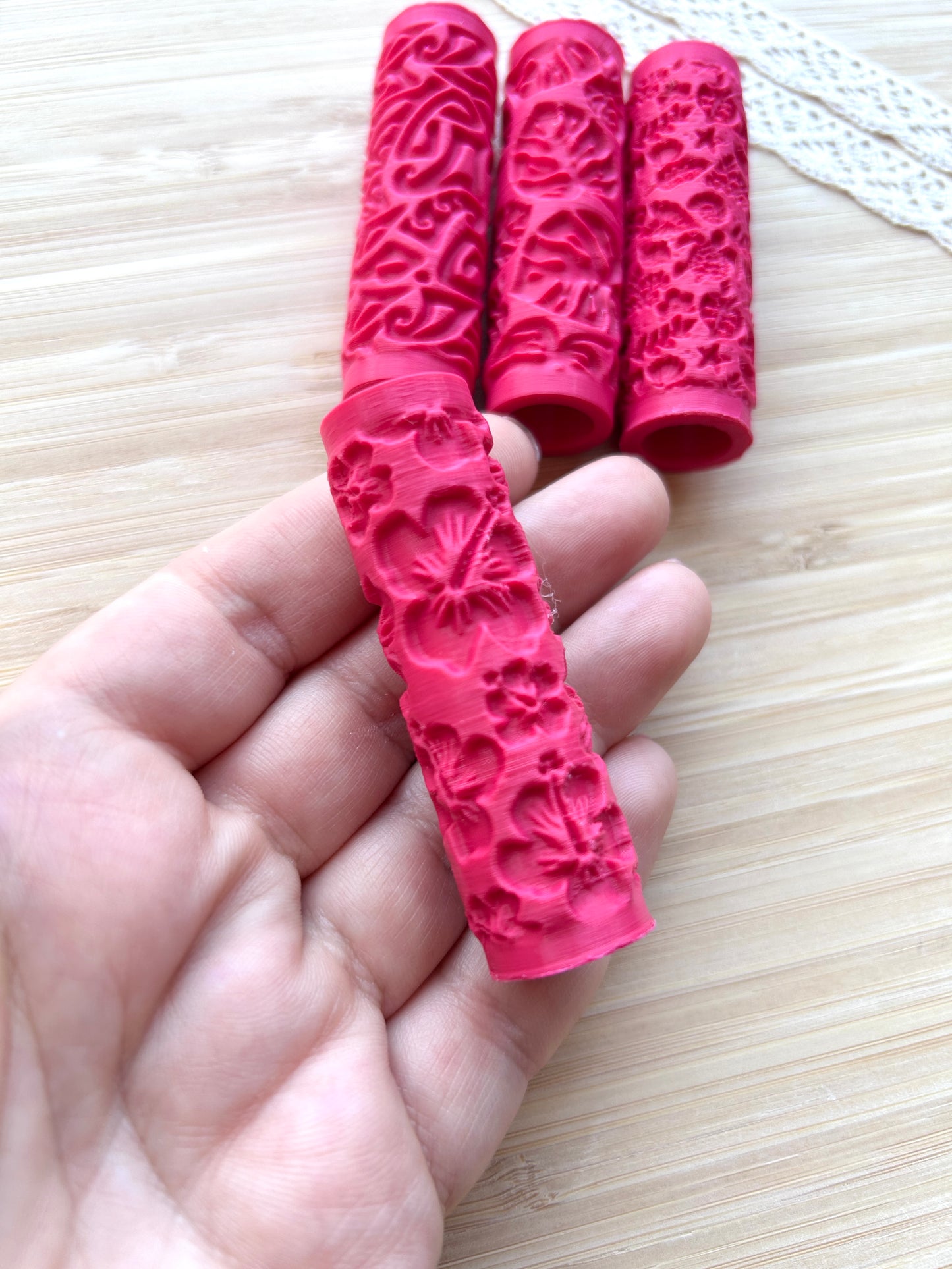 Hawaiian mini texture roller, Mini pattern roller for polymer clay
