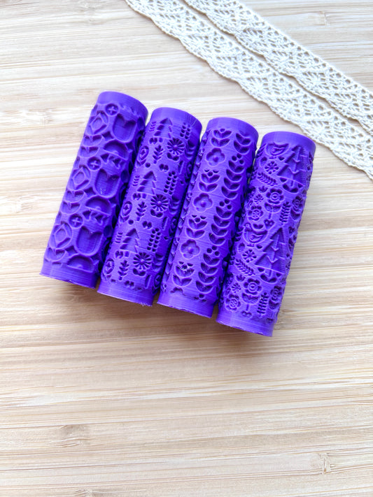 Scandinavian mini texture roller, Mini pattern roller for polymer clay
