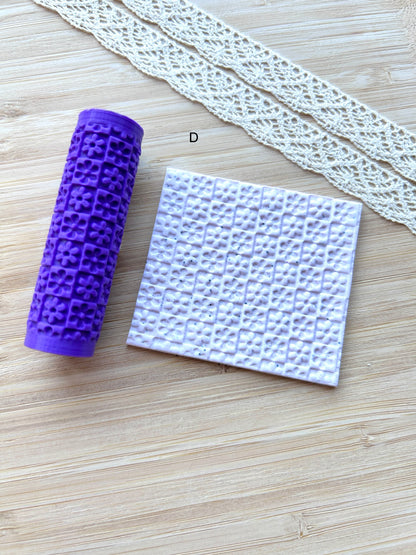 Floral mini texture roller, Mini pattern roller for polymer clay