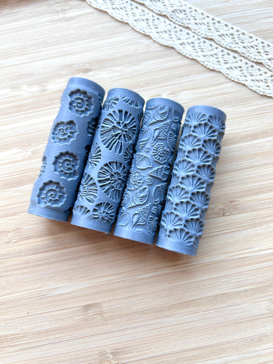 Seashell mini texture roller, Mini pattern roller for polymer clay