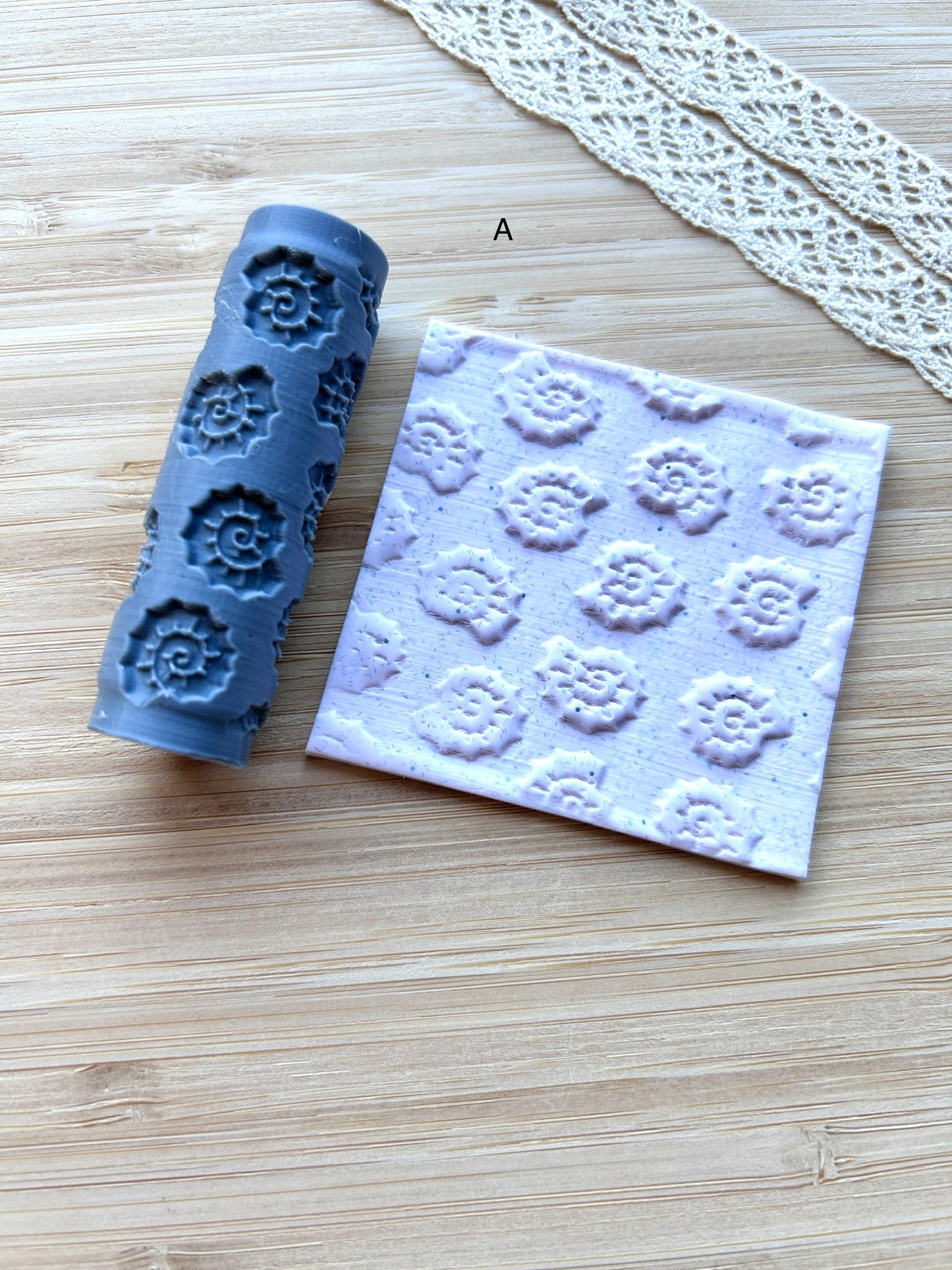 Seashell mini texture roller, Mini pattern roller for polymer clay