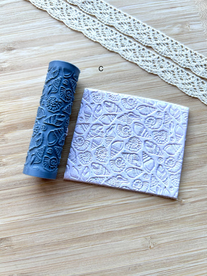 Seashell mini texture roller, Mini pattern roller for polymer clay