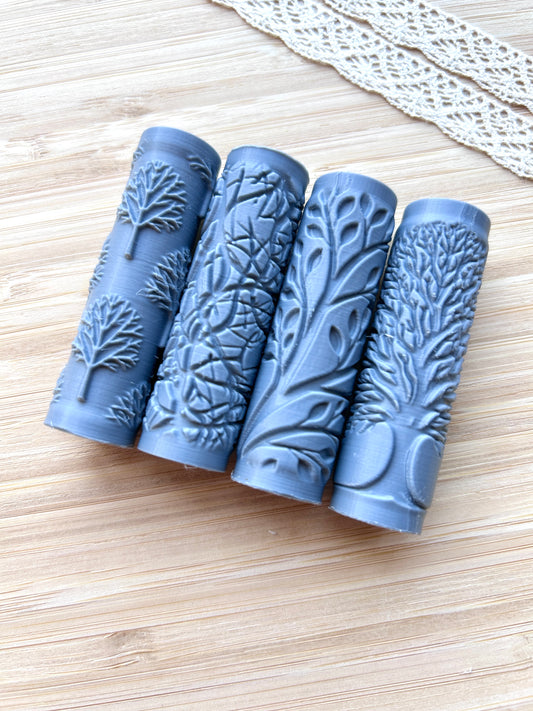 Trees and branches mini texture roller, Mini pattern roller for polymer clay