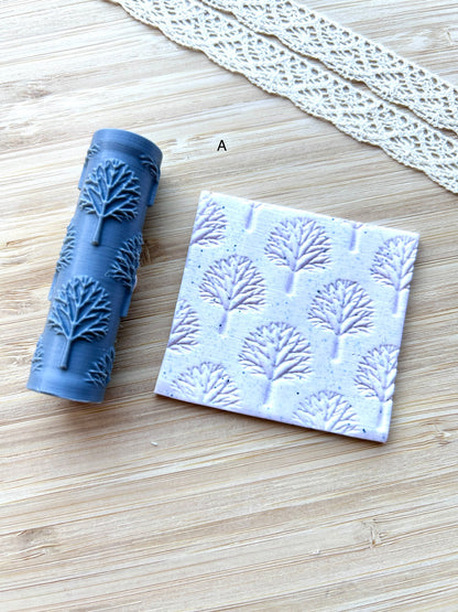 Trees and branches mini texture roller, Mini pattern roller for polymer clay