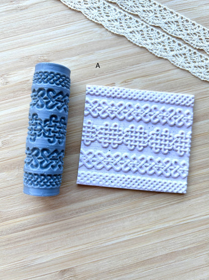 Celtic mini texture roller, Mini pattern roller for polymer clay
