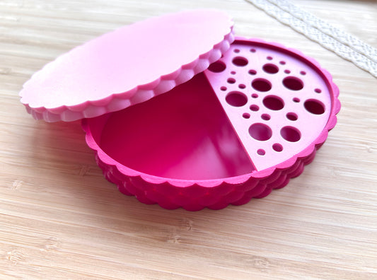 Starch tapper box with lid for polymer clay artists, Storage tool for polymer clay artists