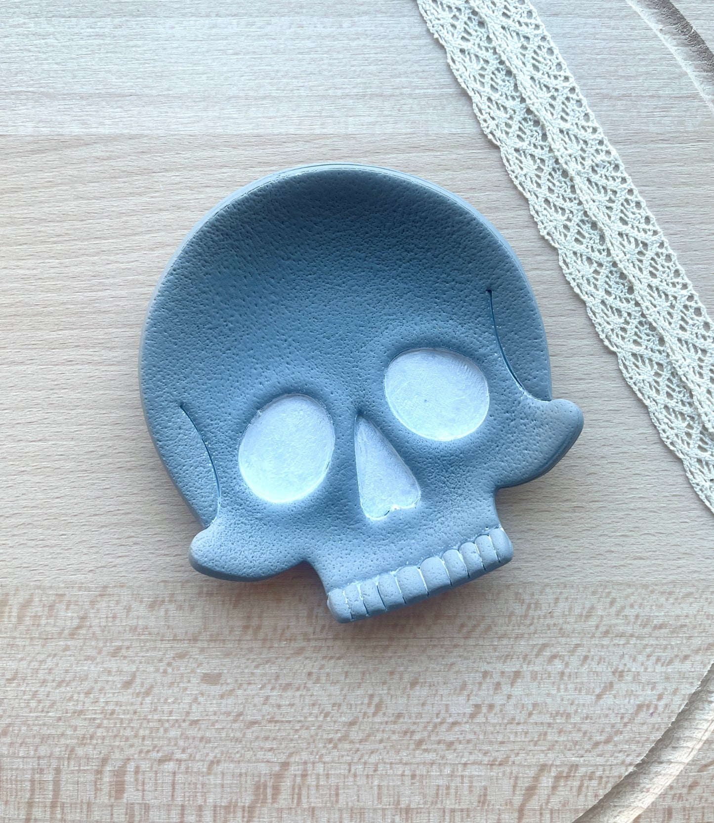 Skull trinket dish cutter, Halloween polymer clay cutter