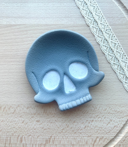Skull trinket dish cutter, Halloween polymer clay cutter