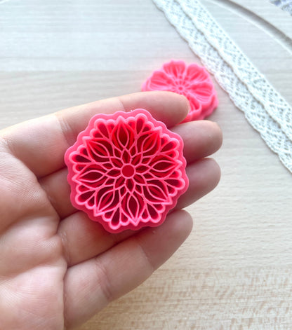 Mandala flower earring clay cutter, Polymer clay cutter