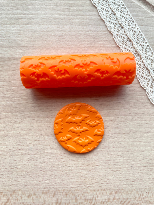 Halloween bats texture roller, Pattern roller for polymer clay