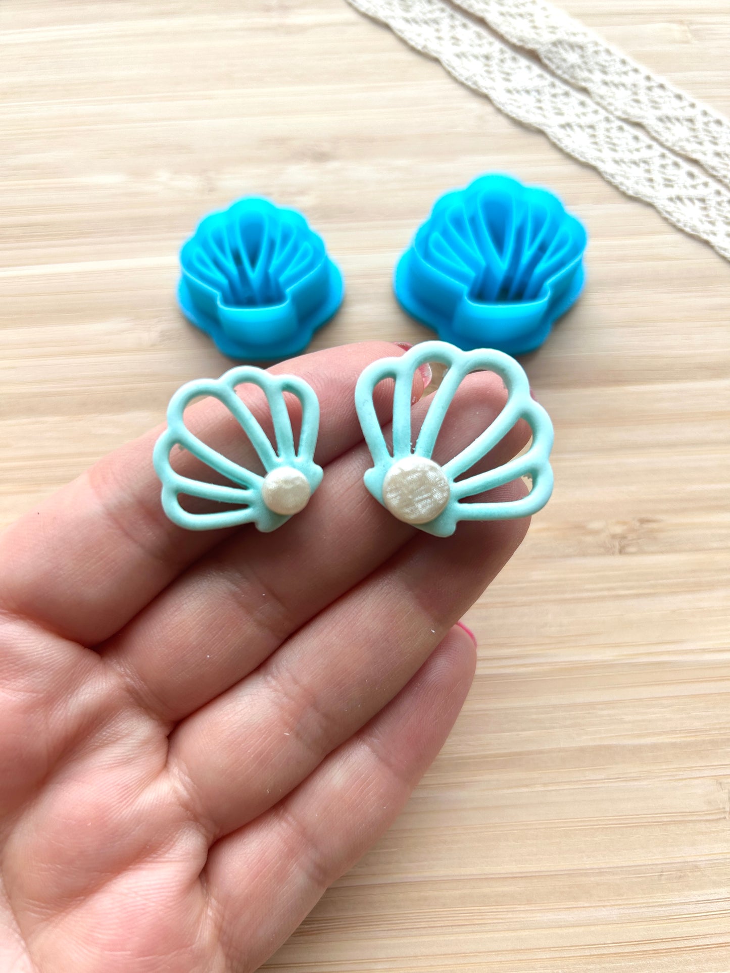 Bordered shell clay cutter, Polymer clay cutter