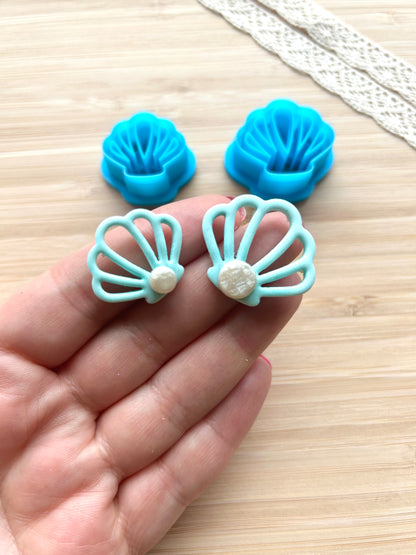 Bordered shell clay cutter, Polymer clay cutter