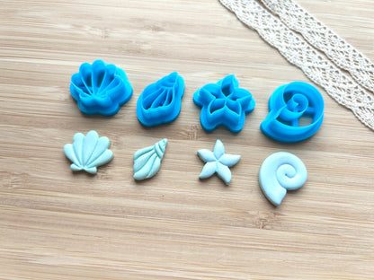 Seashell earring clay cutter set, Polymer clay cutter