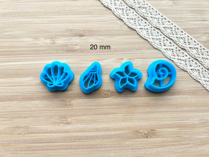 Seashell earring clay cutter set, Polymer clay cutter