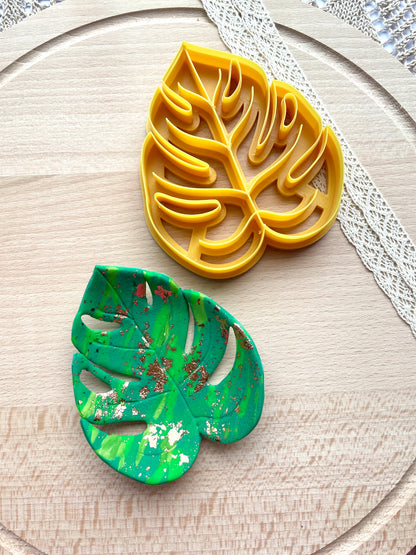 Monstera leaf trinket dish clay cutter, Polymer clay cutter