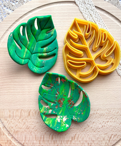 Monstera leaf trinket dish clay cutter, Polymer clay cutter