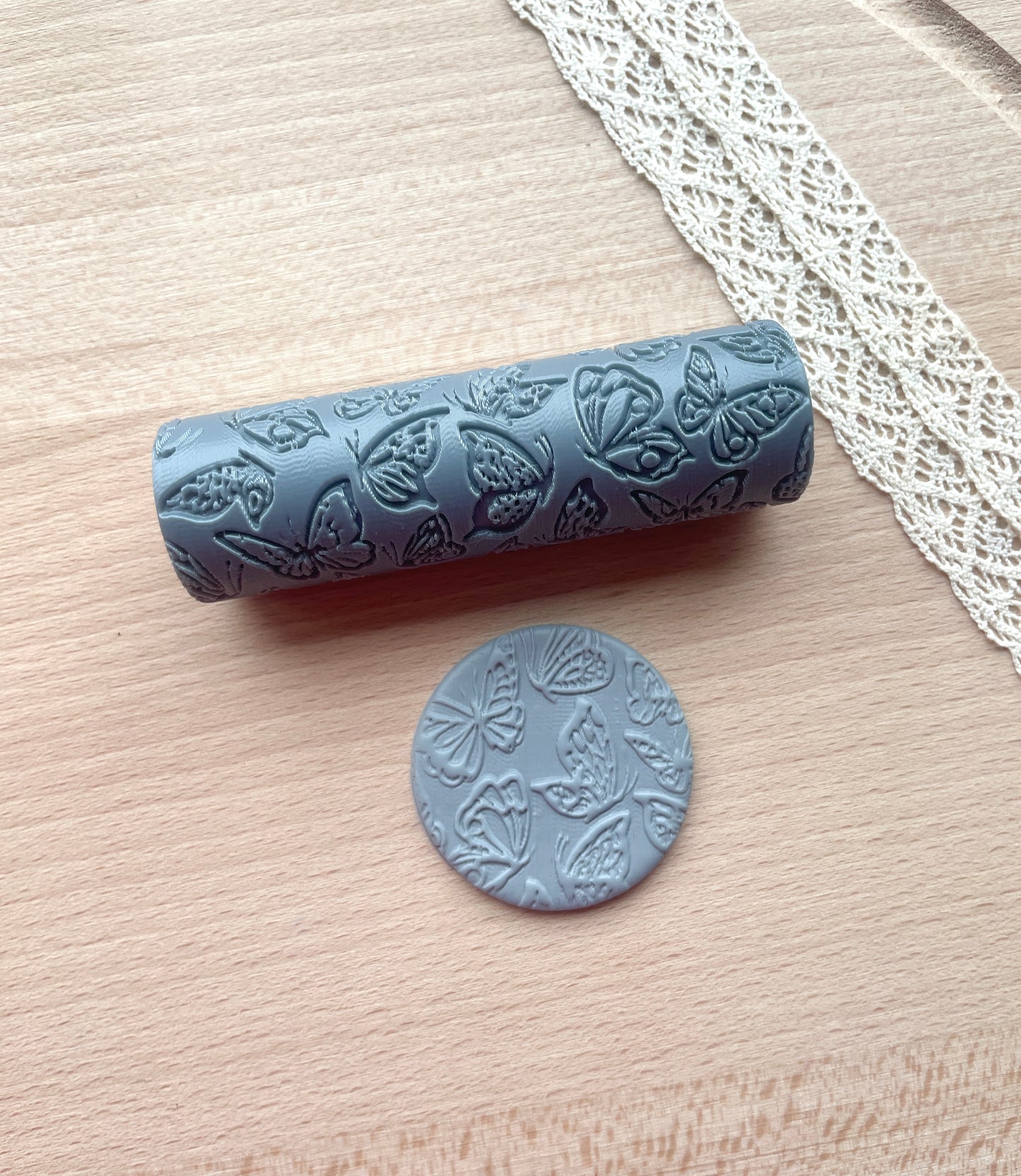 Butterflies texture roller, Pattern roller for polymer clay