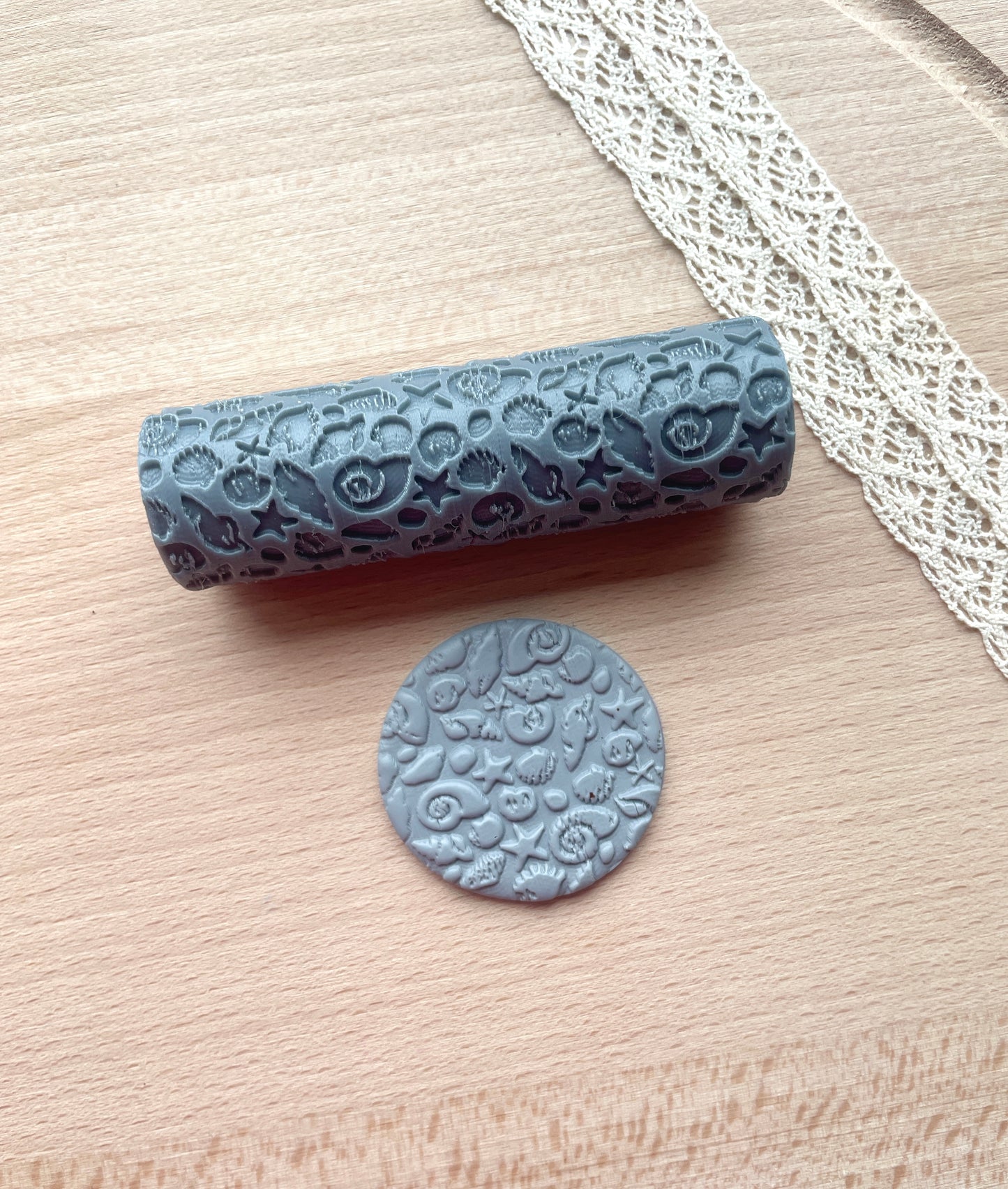 Seashell texture roller, Pattern roller for polymer clay