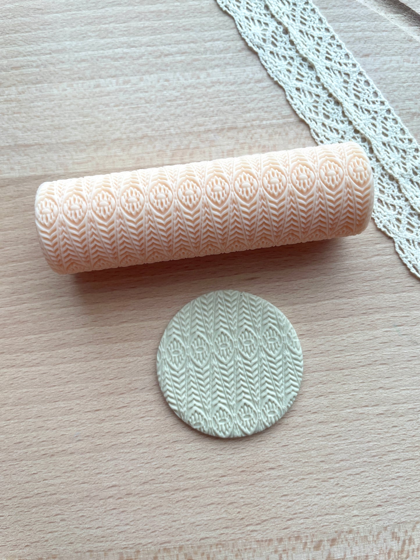 Ethnic diamond texture roller, Pattern roller for polymer clay