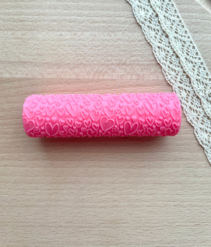 Hearts texture roller, Pattern roller for polymer clay, Valentine's texture roller