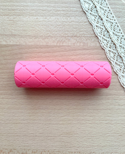 Heart grid texture roller, Pattern roller for polymer clay, Valentine's texture roller