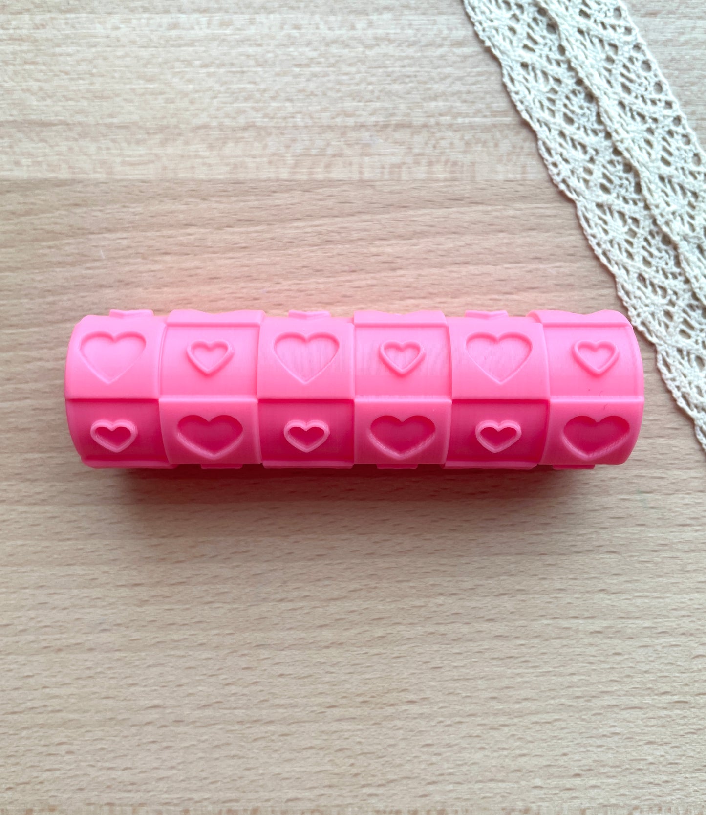 Hearts checkerboard texture roller, Pattern roller for polymer clay, Valentine's texture