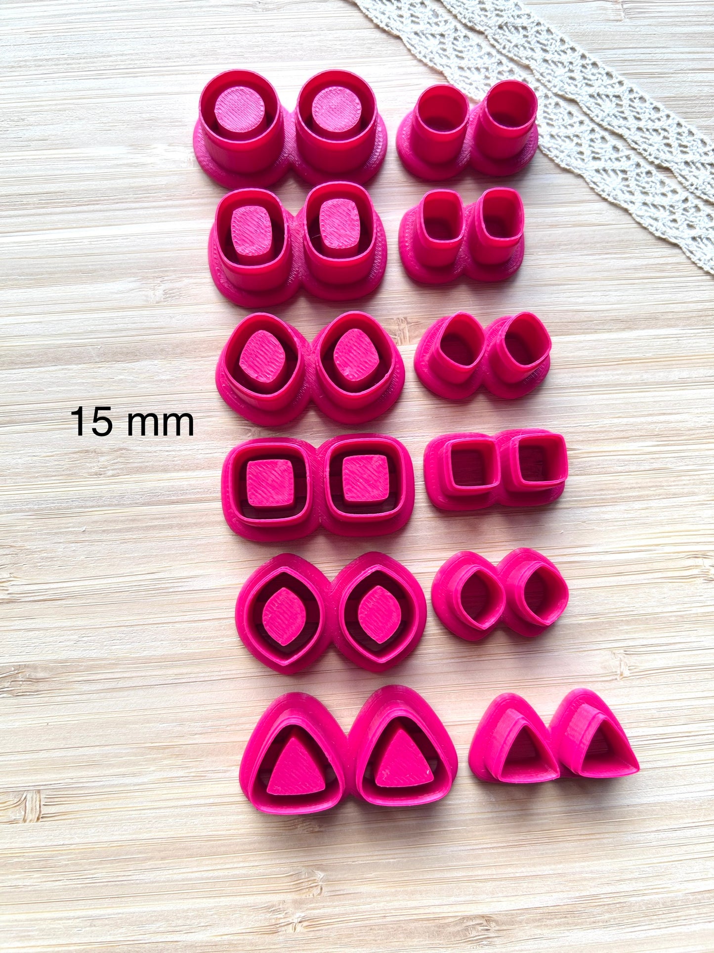 Small bezel stud earring clay cutter, Faux stone clay cutter bundle set