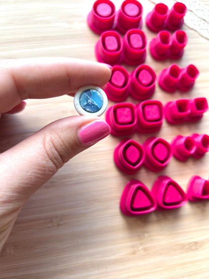 Small bezel stud earring clay cutter, Faux stone clay cutter bundle set