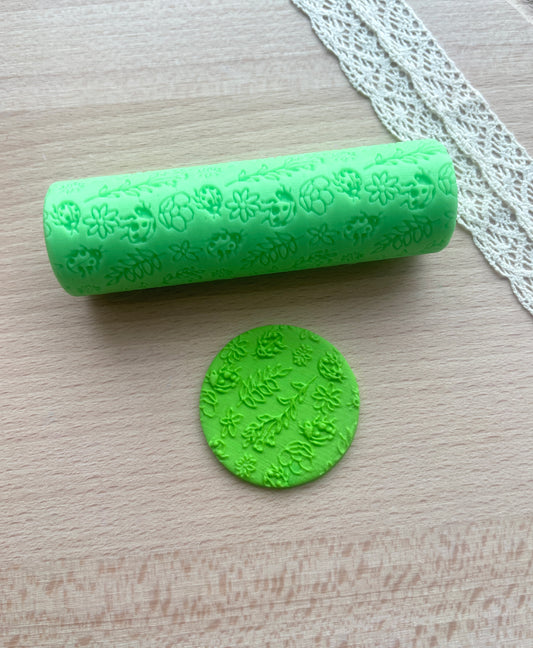 Ladybugs texture roller, Pattern roller for polymer clay
