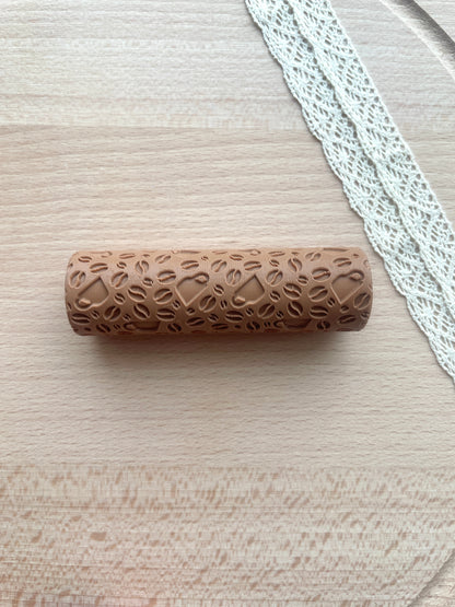Coffee and cups texture roller, Pattern roller for polymer clay